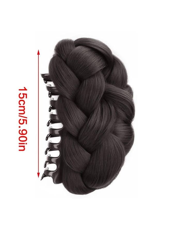 قطعة شعر صناعية أنيقة على شكل كعكة، إكسسوار نسائي متعدد الاستخدامات على شكل كعكة عالية، مناسب للارتداء اليومي والمناسبات الخاصة، وصلة شعر صناعية سهلة الارتداء بمشبك مخلب، ضفائر ملتوية، ذيل حصان سهل للنساء - Image 4