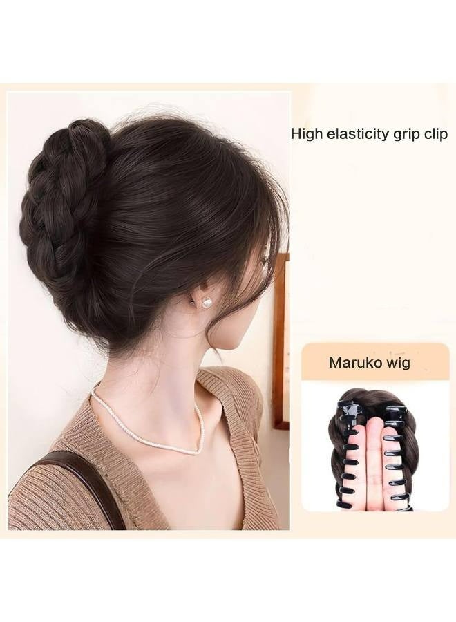 قطعة شعر صناعية أنيقة على شكل كعكة، إكسسوار نسائي متعدد الاستخدامات على شكل كعكة عالية، مناسب للارتداء اليومي والمناسبات الخاصة، وصلة شعر صناعية سهلة الارتداء بمشبك مخلب، ضفائر ملتوية، ذيل حصان سهل للنساء - Image 2