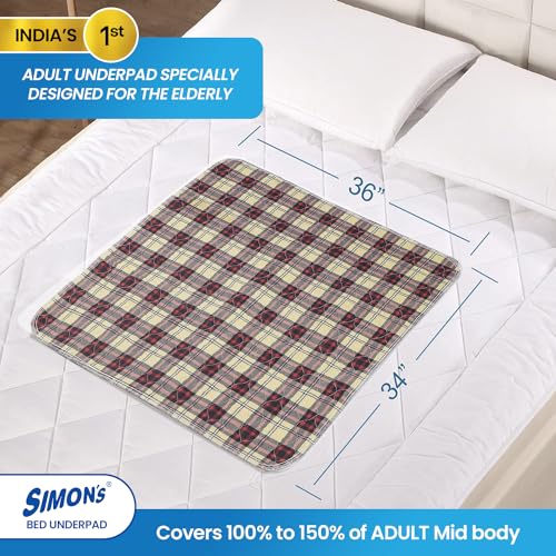 Simon's Simon’s Adult Reusable Stain-Mask Bed Underpad for Elderly, Heavy Absorbency Large Size 34 X 36 inches | Leak Proof 4 Layer Design Protects Surfaces for Incontinence Patients – Brown | Pack of 1 - Image 3