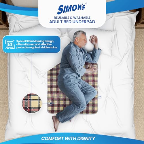 Simon's Simon’s Adult Reusable Stain-Mask Bed Underpad for Elderly, Heavy Absorbency Large Size 34 X 36 inches | Leak Proof 4 Layer Design Protects Surfaces for Incontinence Patients – Brown | Pack of 1 - Image 2