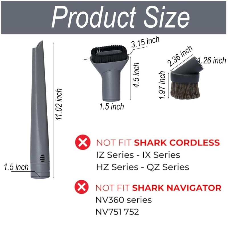 GHAMADE For Shark Vacuum Cleaner Accessories Replacement Kit | Household Cleaning Set with Crevice Tool, Dust Brushes & Vacuum Hose Adapters | 35MM Vacuum Attachments & Brushes - Image 2