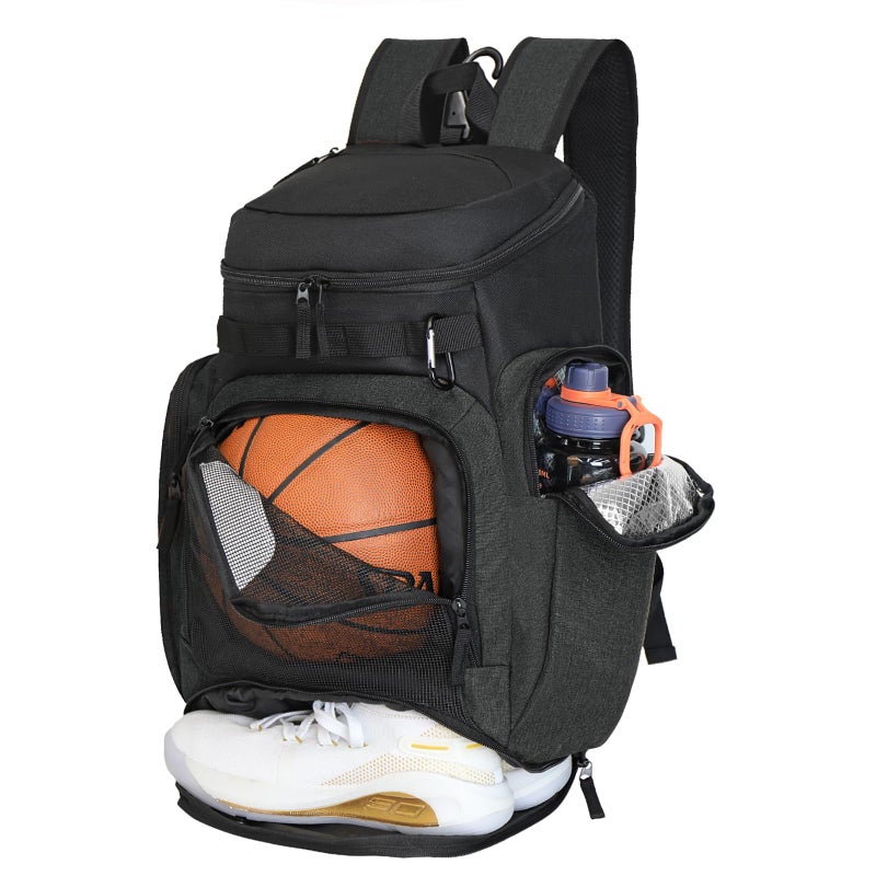 LARIPOP Large Basketball Backpack Sports Gym Bag with Ball Holder Ventilated Shoe Compartment Insulated Cooler Pockets Reflective Strips Fence Hook for Men Youth Athletic Training - Image 2