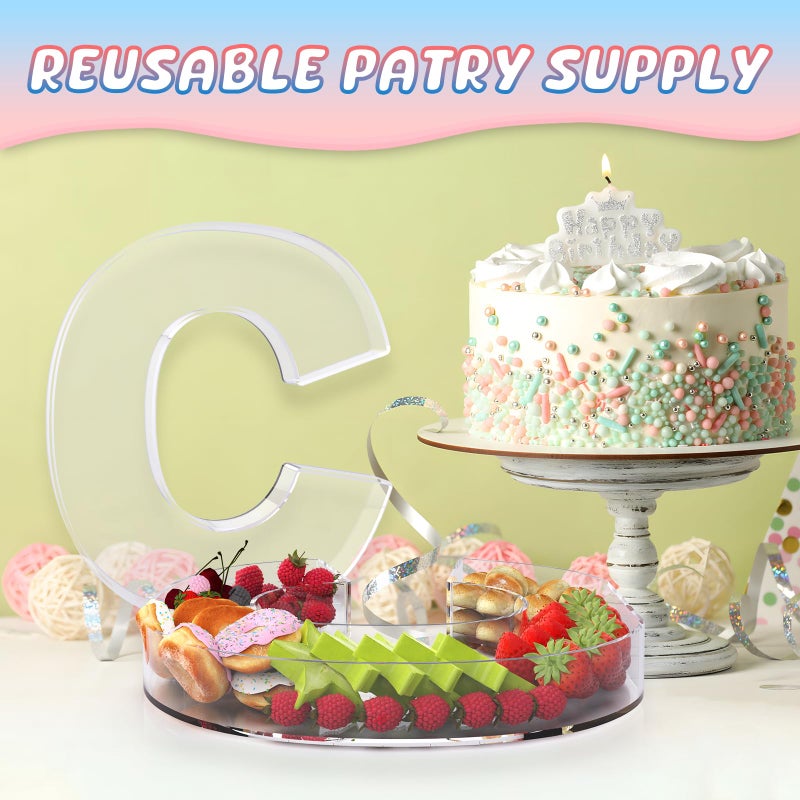 RUFHVTY 11" Acrylic Letter Charcuterie Box, Reusable Fillable Alphabet Number Shaped Form Tray for Birthday Anniversaries, Party Decorative Serving Plates Display Candy Cake (C) - Image 5