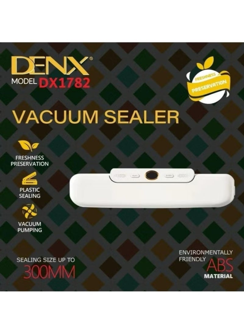 DENX 120W Vacuum Sealer Machine for Food Preservation | Automatic Food Saver with Plastic Sealing & Vacuum Pump | 30 cm Seal Length | Compact Corded Electric – White - Image 5