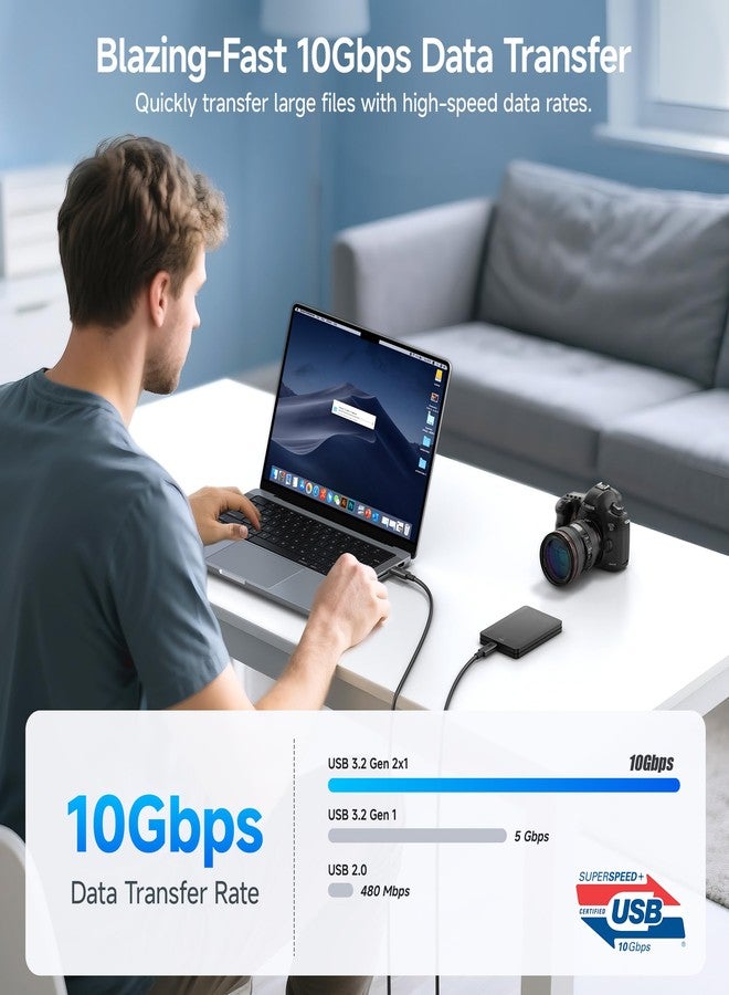 Cable Matters [USB-IF Certified] 10 Gbps Gen 2 USB C Cable - 3.3ft / 1m, Supports Up to [4K@60Hz Video, 100W Charging, 10Gbps Data Transfer], Black - Image 3