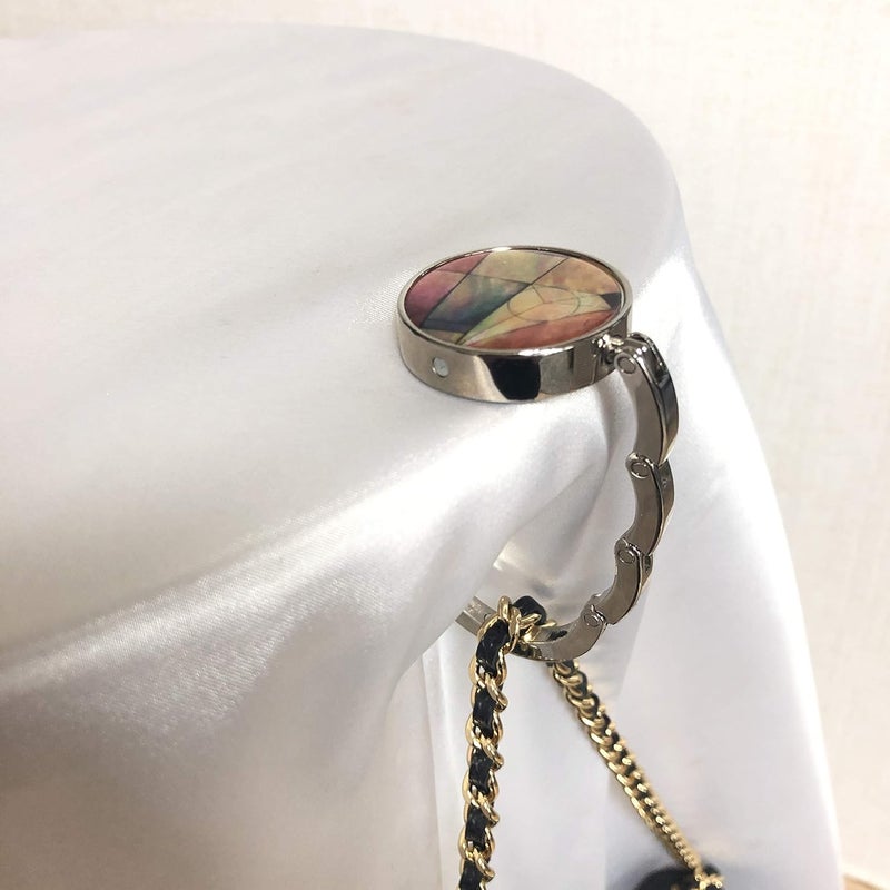 PLAY Mother of Pearl Purse Hook Magnet Clip Table Handbag Hanger Foldable Table Holder (New Patchwork) - Image 5