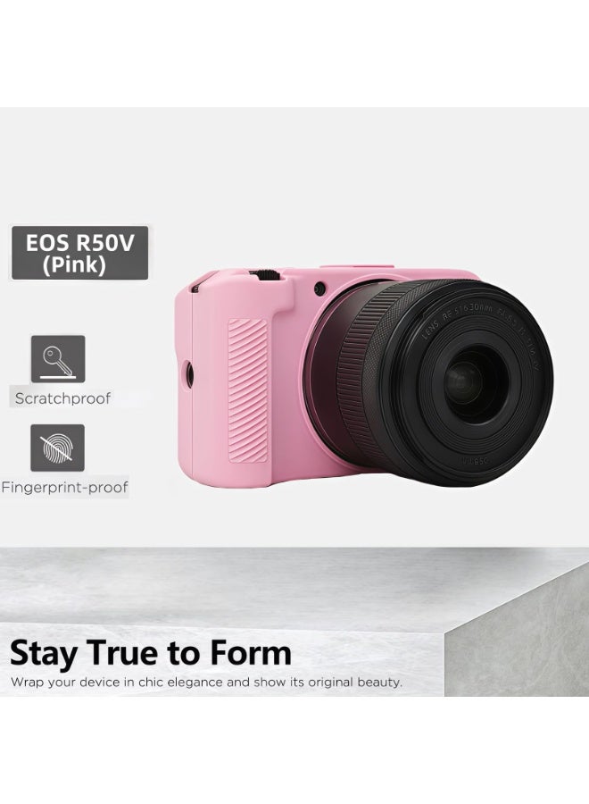 غطاء واقي من السيليكون الناعم لقانون EOS R50 V حالة الكاميرا ، مكافحة الخدش Slim Fit تصميم غطاء واقي لقانون EOS R50V الملحقات (الوردي) - Image 4