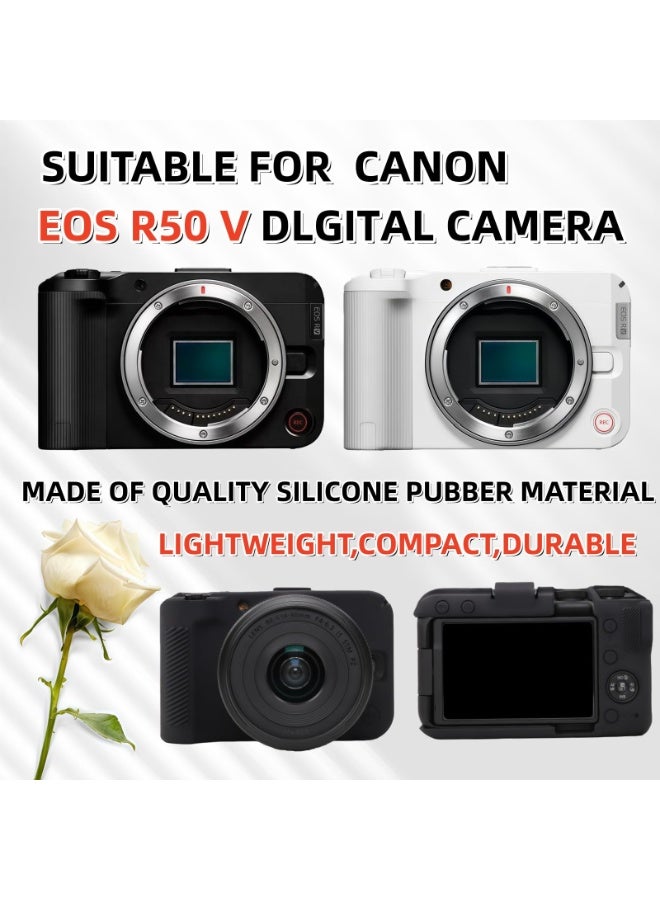 غطاء واقي من السيليكون الناعم لقانون EOS R50 V حالة الكاميرا ، مكافحة الخدش Slim Fit تصميم غطاء واقي لقانون EOS R50V الملحقات (الوردي) - Image 2