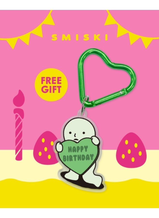 Smiski Birthday Series Acrylic Keychain - Cute Green Carabiner Keyring Charm Happy Birthday Bag Pendant - Image 2