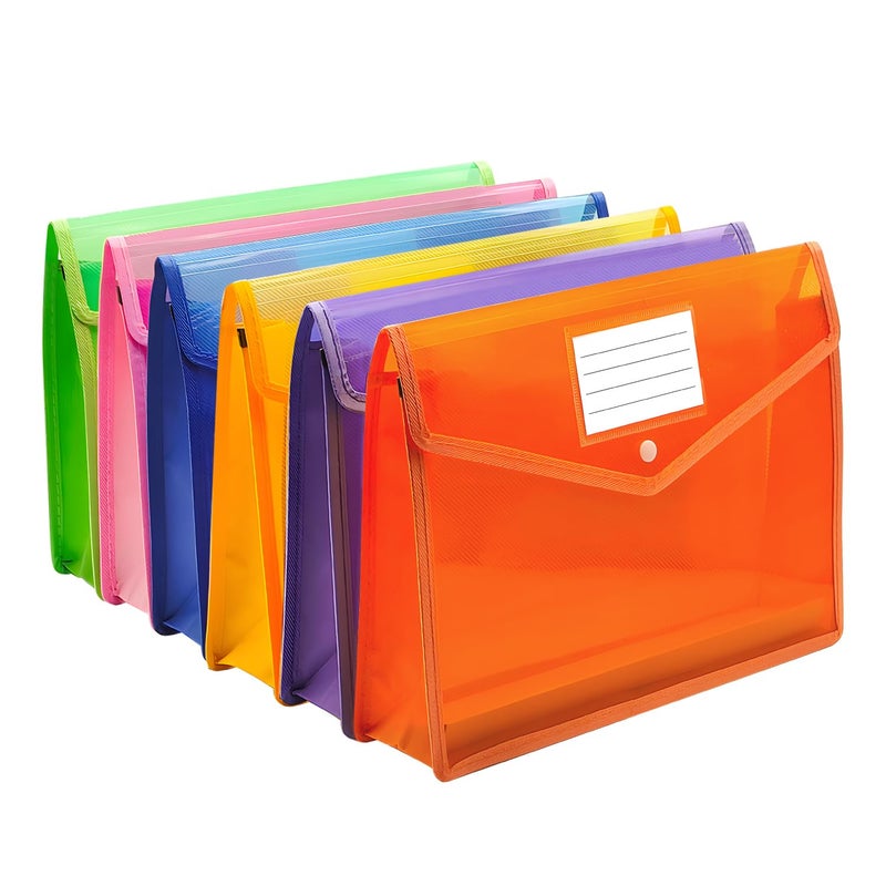 Ecerangus Plastic Expanding File Folder Envelope Folders for Documents Waterproof Transparent Expandable File Folder Large Capacity Fit LetterA4 Size Multicolor6 Pack - Image 2