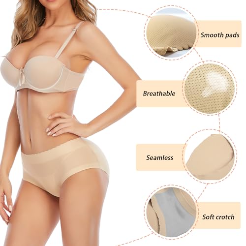Werena Butt Lifter Panties for Women Padded Underwear Seamless Booty Pads Enhancer Shapewear Butt Lifting Panty (#1 Nude, Small) - Image 3