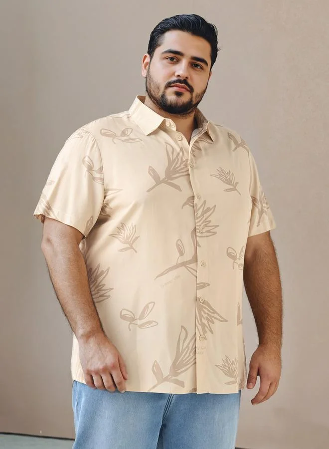 سبلاش فيڤ قميص مقاس كبير مطبوع بقصة عادية