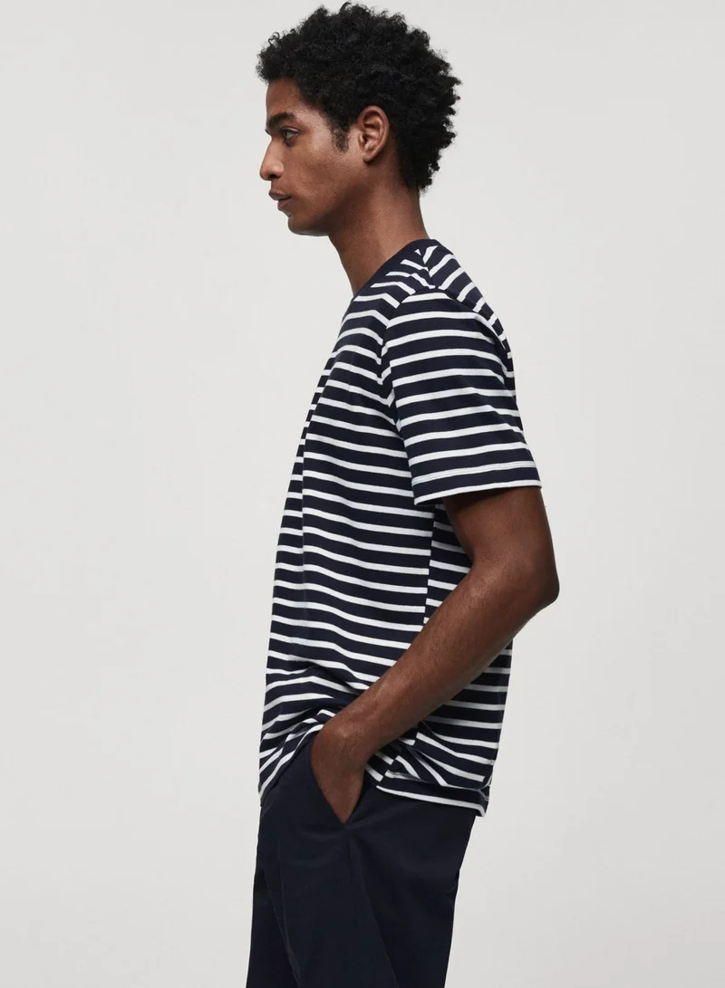 مانجو مان Striped Crew Neck T-Shirt