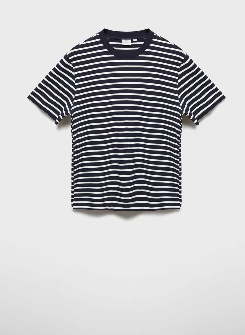 مانجو مان Striped Crew Neck T-Shirt