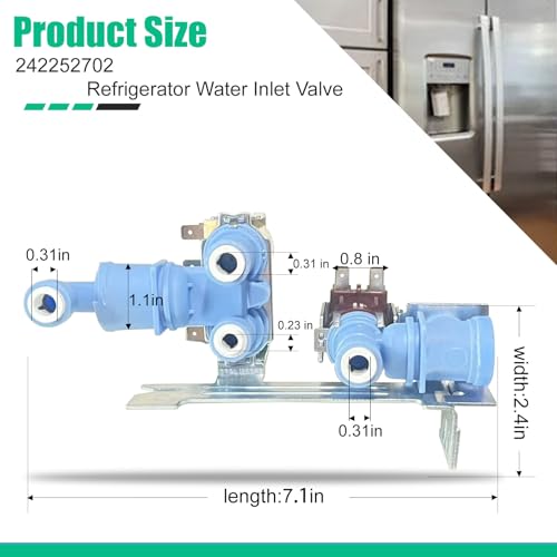 Yigiao 242252702 Refrigerator Water inlet Valve for Frigidaire Kenmore Electrolux Crosley, Fridge Water Valve replacement Parts 240531101 241734301 WV2702 AP5671757 240321801 K-76150, 1 Year Warranty - Image 2