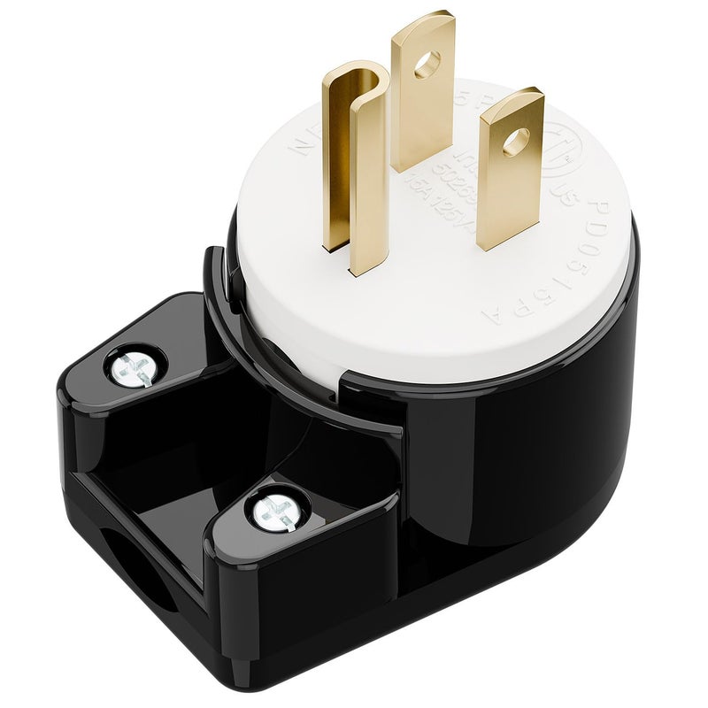 acbroad (3xPCS) Right Angle Nema 5-15P 15A 125V AC Plug, [UL CUL] Easy Assembly 90 Degree USA Canada Male DIY Rewirable 12 Directions Adjustable AC Connector - Image 2
