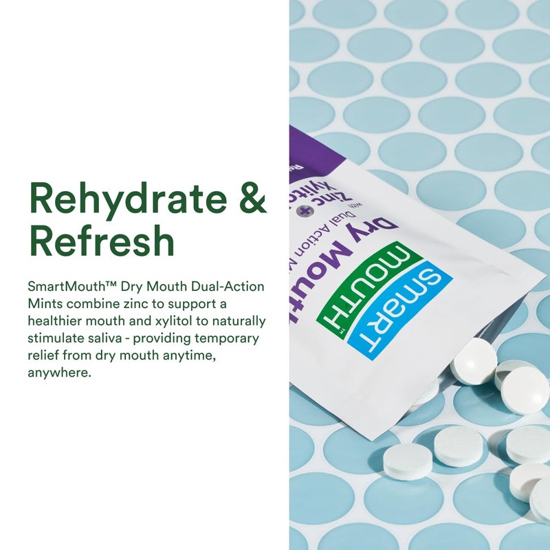 SmartMouth Dry Mouth Dual-Action Mints - Sugar-Free Mints for Dry Mouth Support - With Zinc & Xylitol - Travel-Friendly Packaging for On-the-Go Oral Care - Mellow Mint - 50 Count, 4-Pack - Image 5