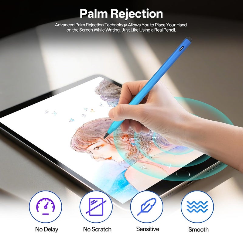 iafer Pencil for iPad 2018-2026, Fast Charge Tilt Sensitivity Palm Rejection Stylus Pen for iPad A16 11/10/9/8/7/6th Gen, Pro 11/12.9/13 M4, Air 3/4/5/M2/M3, Mini 5/6/7/A17 Pro - Image 5