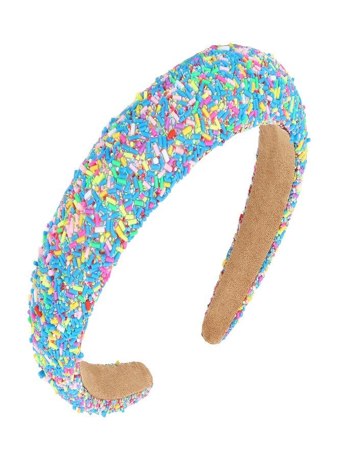 Semato Blue Sprinkle Headband for Women Wide Padded Headband Thick Donut Hairbands Wide Fashion Hair Hoops Thick Padded Girls Hair Accessories - Image 1