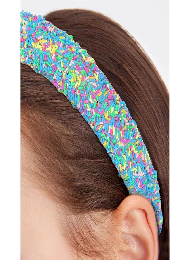 Semato Blue Sprinkle Headband for Women Wide Padded Headband Thick Donut Hairbands Wide Fashion Hair Hoops Thick Padded Girls Hair Accessories - Image 5