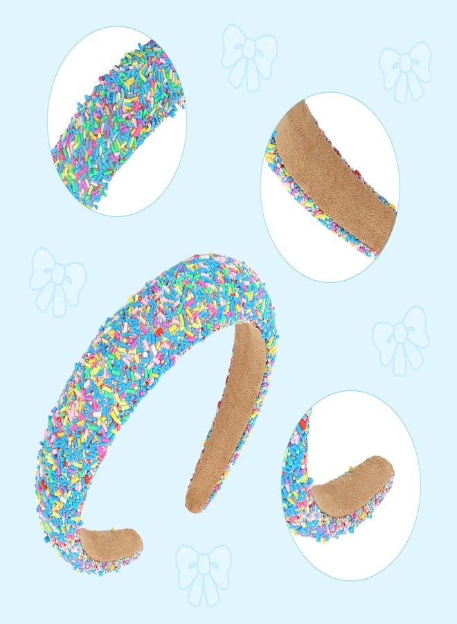 Semato Blue Sprinkle Headband for Women Wide Padded Headband Thick Donut Hairbands Wide Fashion Hair Hoops Thick Padded Girls Hair Accessories - Image 2