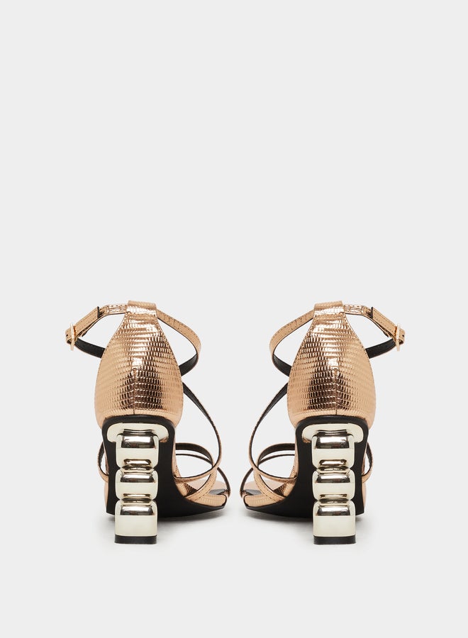 ستايلي صنادل بكعب معدني بحزام متدرج - Image 4