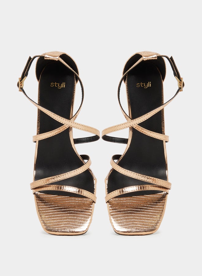 ستايلي صنادل بكعب معدني بحزام متدرج - Image 5