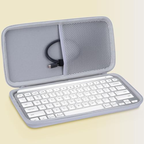 Lebakort Hard Carry Case Compatible with Logitech MX Keys Mini Minimalist Illuminated Keyboard (Pale Grey Case) - Image 2