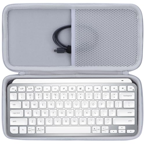 Lebakort Hard Carry Case Compatible with Logitech MX Keys Mini Minimalist Illuminated Keyboard (Pale Grey Case) - Image 1