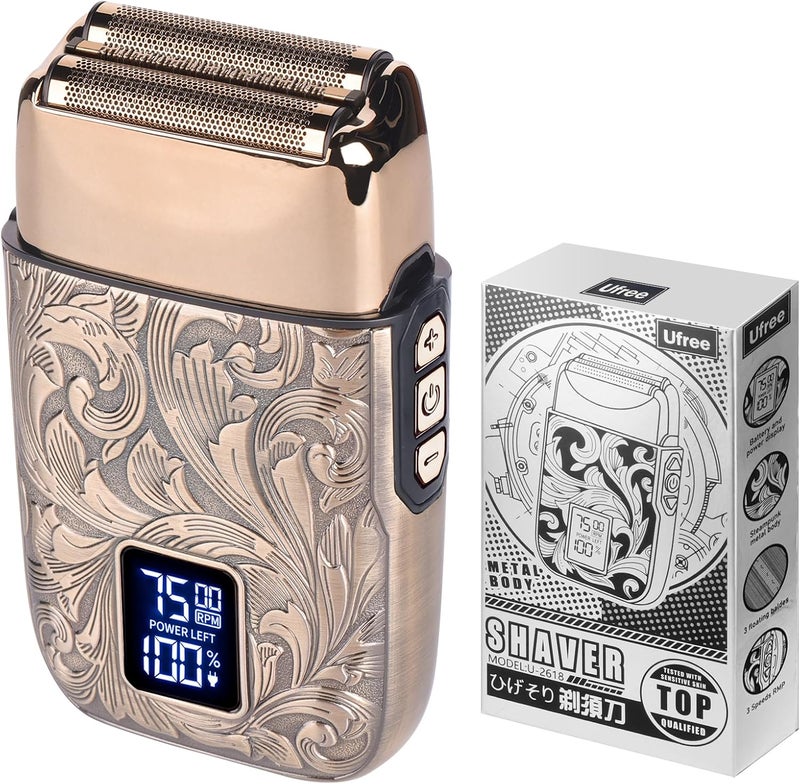 UFREE ماكينة حلاقة كهربائية Ufree للرجال مع شفرات قريبة للحلاقة وسرعات 3 ماكينة حلاقة كهربائية وحلاقة الرأس للرجال الصلع، ماكينة حلاقة الوجه ومشذب اللحية مع شاشة LCD هدايا للرجال