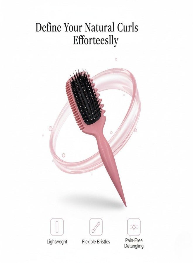 Jiffix Curl Define Styling Brush - Nylon Detangling & Curl-Defining Hair Brush for Curly, Wavy & Frizzy Hair - Paddle Brush with Wide Tooth Comb for Men, Women & Kids (Pink) - Image 2