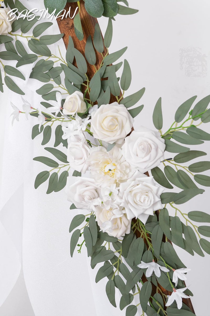 BASIMAN Arch Flowers with Drapes Kit (Pack of 3) for Wedding Ceremony Arbor and Reception Backdrop Decoration Wedding Welcome Signs Floral Birthday Party Decoration - Image 4