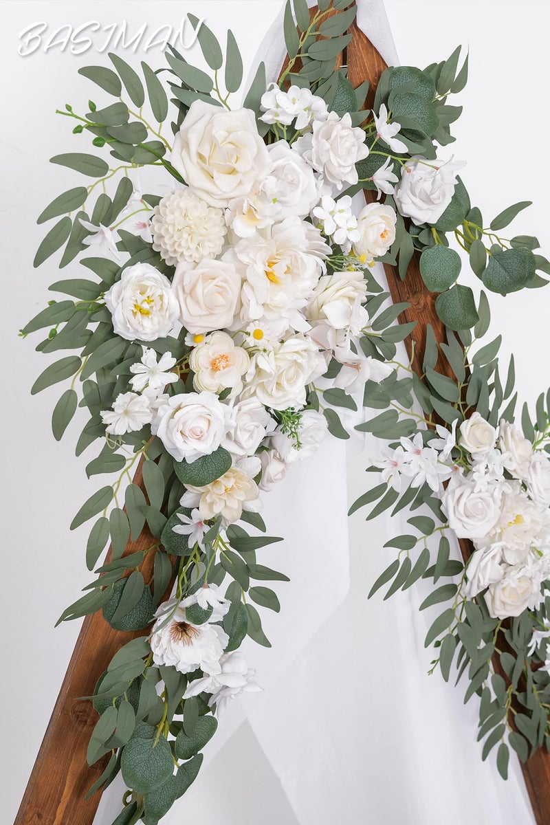 BASIMAN Arch Flowers with Drapes Kit (Pack of 3) for Wedding Ceremony Arbor and Reception Backdrop Decoration Wedding Welcome Signs Floral Birthday Party Decoration - Image 3