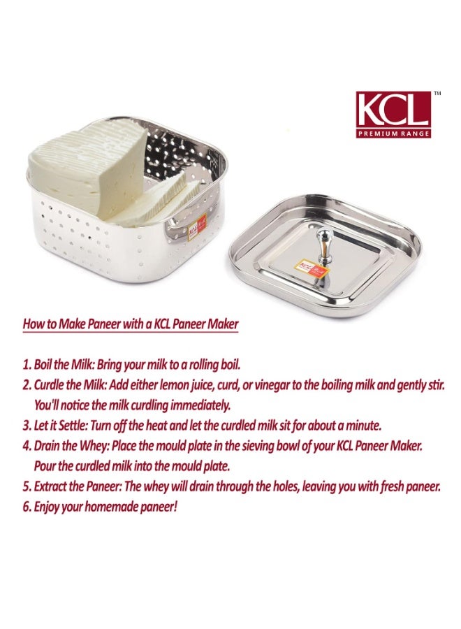 KCL Stainless Steel - Paneer & Tofu Maker | Strainer | Square Shape Mould | for Perfect Homemade Paneer | 500ml - Image 4