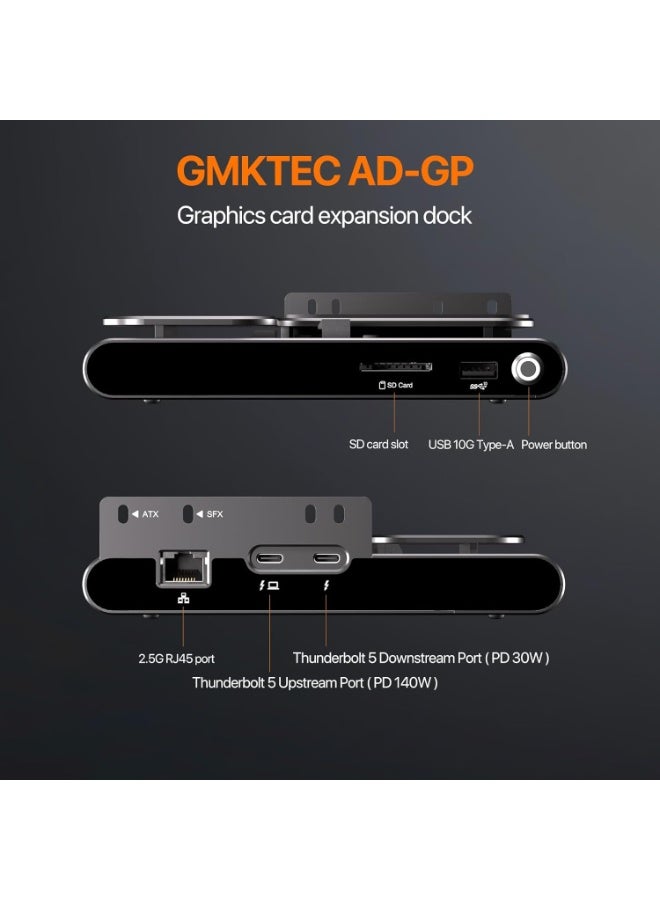 القِلْد PELADN S-3 eGPU Dock قاعدة بطاقة رسومات خارجية مع Thunderbolt 5، توسعة PCIe 4.0 x4 بسرعة 64Gbps، منفذا Thunderbolt 5 بسرعة 80Gbps، قارئ SD 4.0، دعم ATX/SFX وشحن سريع PD 140W - Image 5