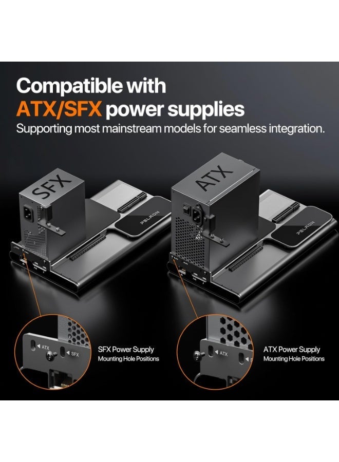 القِلْد PELADN S-3 eGPU Dock قاعدة بطاقة رسومات خارجية مع Thunderbolt 5، توسعة PCIe 4.0 x4 بسرعة 64Gbps، منفذا Thunderbolt 5 بسرعة 80Gbps، قارئ SD 4.0، دعم ATX/SFX وشحن سريع PD 140W - Image 2