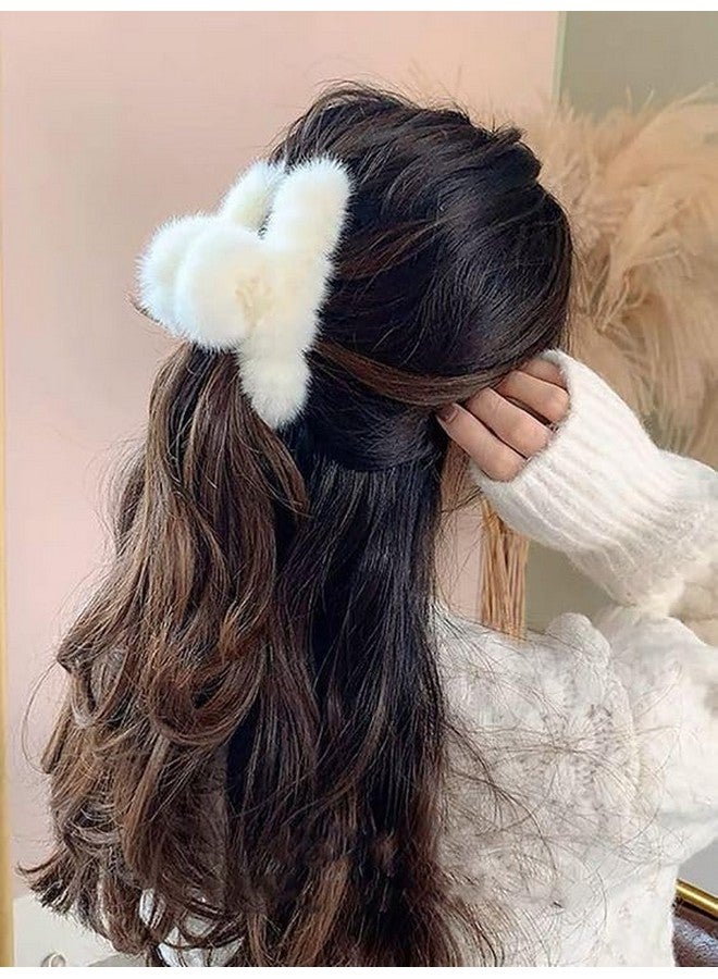 Dkriva® Hair Claw Clips for Women | Plush Hair Clips for Thin Thick Long Hair | Elegant Non-Slip Clamps | Perfect for Winter, Daily Use, & Gifts | Multi-Color, Durable Design(6 PCS-Fluffy Hair Claw) - Image 2