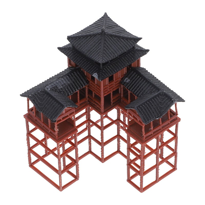 2pcs Miniature Pavilion Model: Asian Aquarium Decoration Fish Ornament - Realistic Ancient Architecture Sculpture For Tabletop And Terrarium Display - Image 5