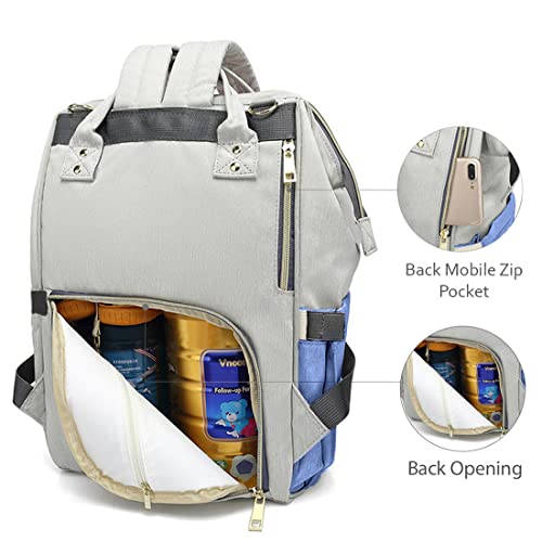 PACKNBUY Stylish Diaper Bag for Mothers for Travel, Hospital Bag for Delivery Women, Maternity Bag with Insulated Bottle Pockets, Spacious and Water Resistant Baby Diaper Bag (Blue) - Image 3