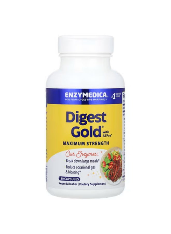 Enzymedica, Digest Gold® with ATPro®, Maximum Strength, 180 Capsules