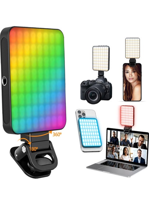 RGB Magnetic Selfie Light, Portable 360° Full Color RGB Video Light Compatible with Magsafe Rechargeable Portable Clip Fill Light with 9 Lights Modes for Phone Camera Laptop Camera