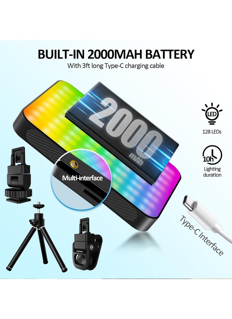 RGB Magnetic Selfie Light, Portable 360° Full Color RGB Video Light Compatible with Magsafe Rechargeable Portable Clip Fill Light with 9 Lights Modes for Phone Camera Laptop Camera
