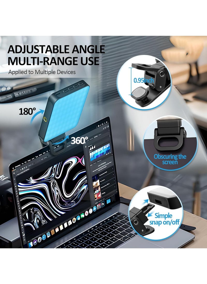 RGB Magnetic Selfie Light, Portable 360° Full Color RGB Video Light Compatible with Magsafe Rechargeable Portable Clip Fill Light with 9 Lights Modes for Phone Camera Laptop Camera