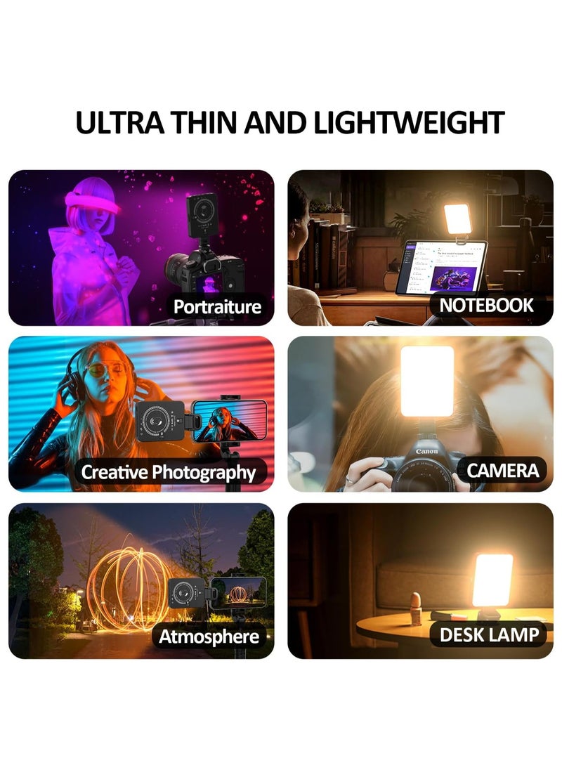RGB Magnetic Selfie Light, Portable 360° Full Color RGB Video Light Compatible with Magsafe Rechargeable Portable Clip Fill Light with 9 Lights Modes for Phone Camera Laptop Camera