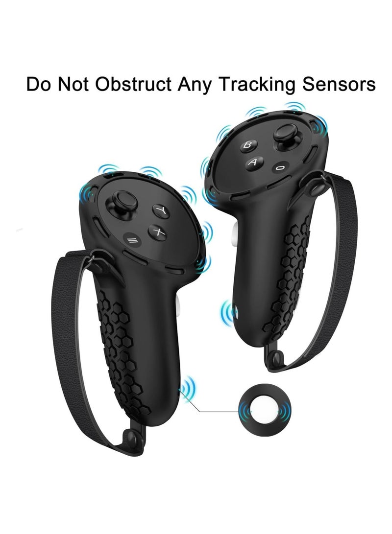 Anmi Protective Cover for Oculus/Meta Quest 3 Accessories, Silicone Controllers Grip Cover Protector, Soft Shell Skin with Face Cover and Lens Cover (Black) - Image 3