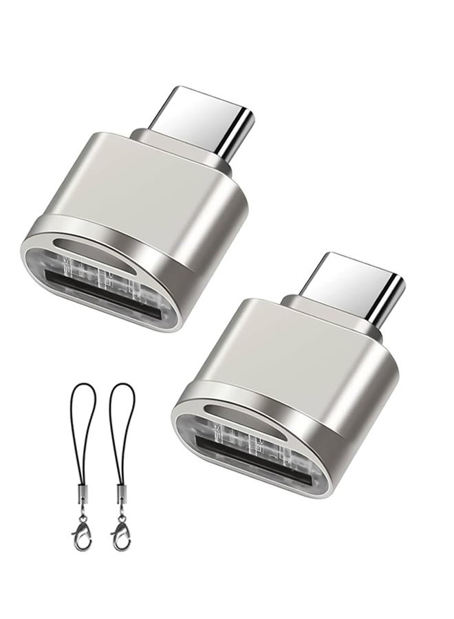 Tersely [2 Pack] Type C Micro SD/TF Card Reader,USB-C Portable OTG Card Adapter with Anti-Loss Lanyard,Compatible with Laptops, MacBook, iPhone 18/17/16/15 pro max, for Samsung Galaxy, Google Pixel - Image 1
