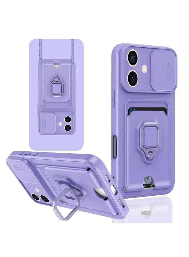 erorex Case For iPhone 16 Plus Sliding Camshield Magnetic Card Holder Silicone Phone Case - Image 1