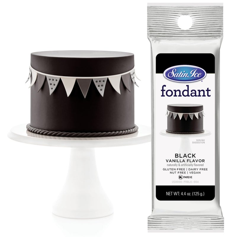 Satin Ice Fondant, Black, 4.4 Ounce - Image 1