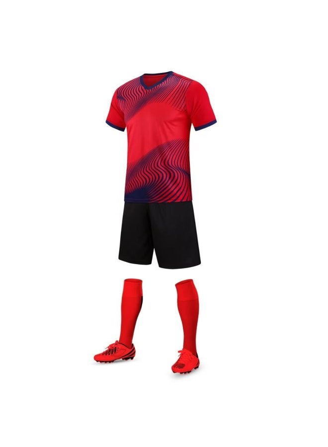 Red Football Clothes Suit Men's Custom Adult Game Training Team Clothes Sports Children's Short-sleeved Football Clothes Printing Number
