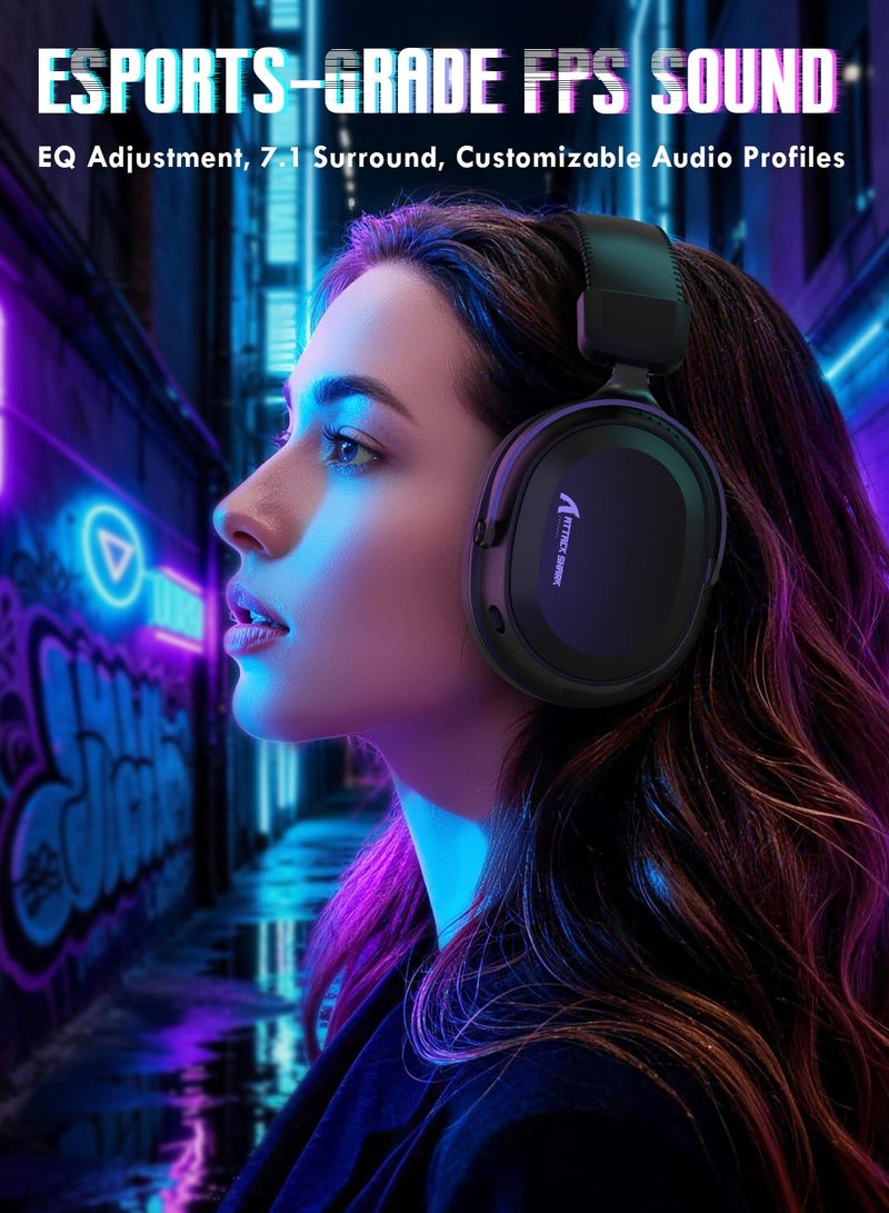 Attack Shark L30PRO Wireless Gaming Headset,7.1 Surround Sound, 50mm Drivers,20ms Low Latency,Detachable Noise-Canceling Mic, Aluminum Alloy Frame,Tri-Mode Connectivity Over-Ear Headset-Black - Image 3